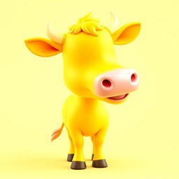 A charming 3D profile picture (PFP) featuring an exceptionally bright yellow cow that captivates viewers with its vivid color