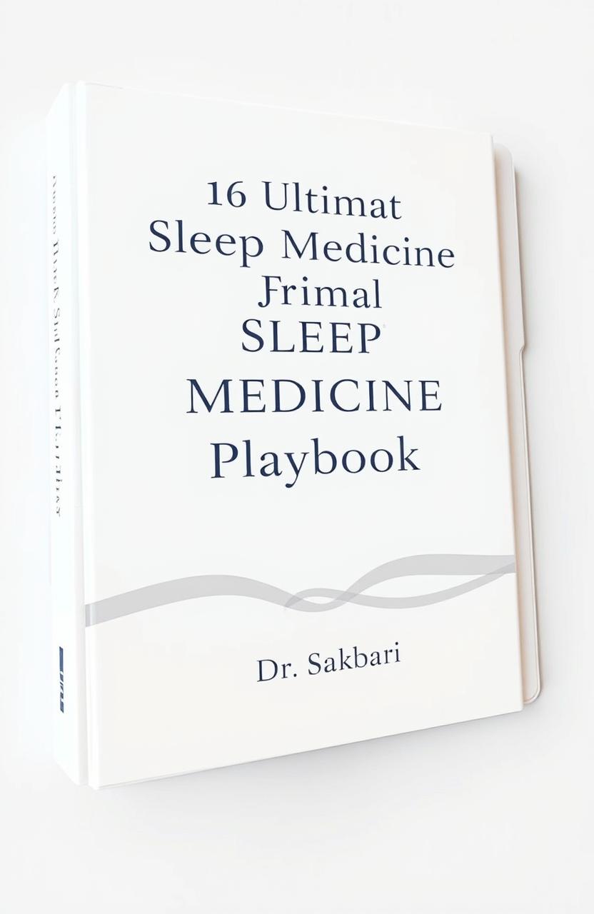 An elegant and sophisticated cover design for a binder titled 'The Ultimate Sleep Medicine Playbook'