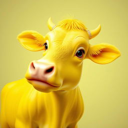 A stunning 3D profile picture (PFP) featuring an exceptionally vivid yellow cow that delights and mesmerizes viewers with its bright color