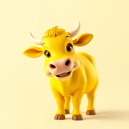 An eye-catching 3D profile picture (PFP) of a dazzling bright yellow cow that captivates and delights viewers with its vibrant color