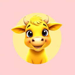 A delightful 2D profile picture (PFP) featuring a strikingly bright yellow cow that captivates and pleases the eyes