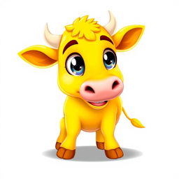 A vibrant 2D profile picture (PFP) of a stunningly bright yellow cow that instantly captivates and pleases the viewer's eye