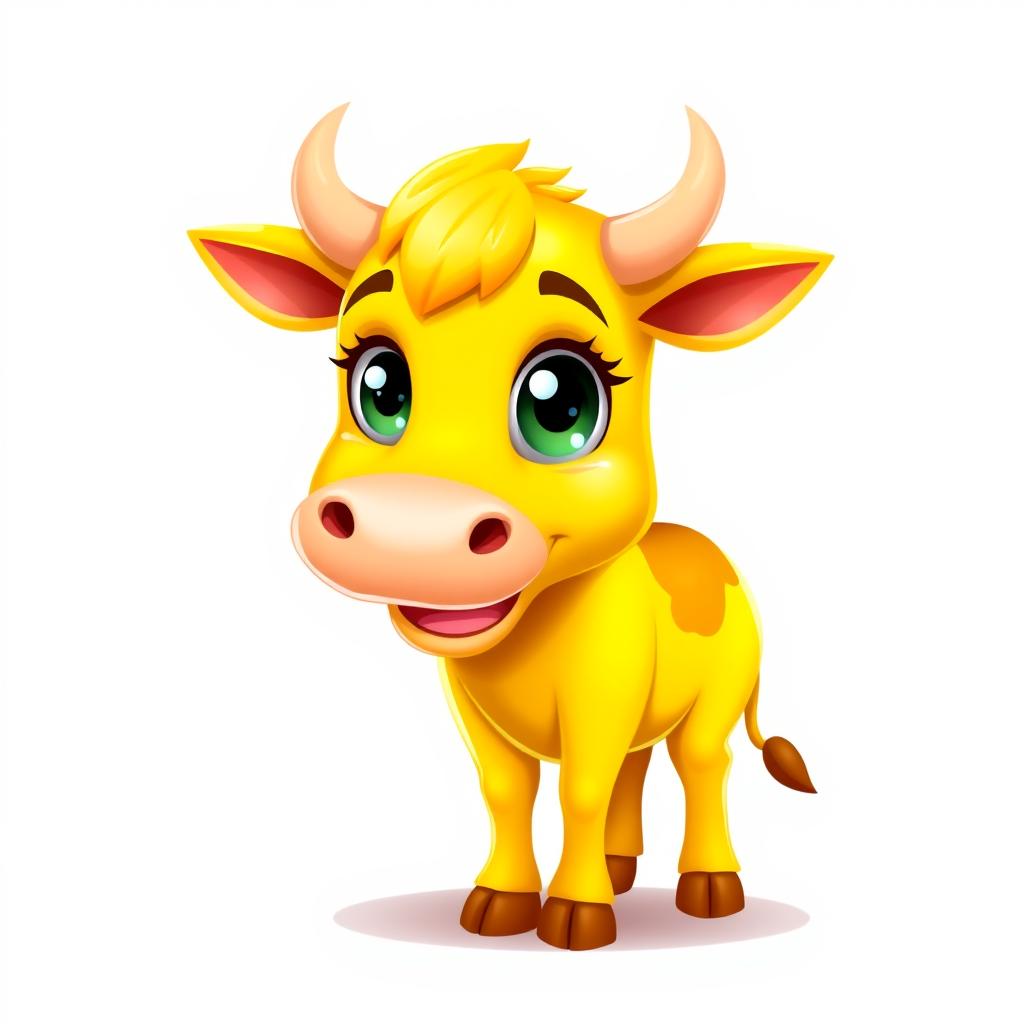 A vibrant 2D profile picture (PFP) of a stunningly bright yellow cow that instantly captivates and pleases the viewer's eye