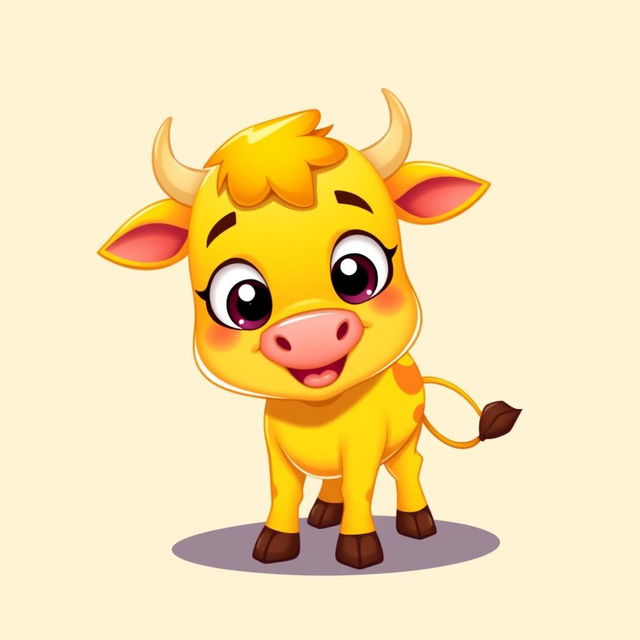 A vibrant 2D profile picture (PFP) of a stunningly bright yellow cow that instantly captivates and pleases the viewer's eye