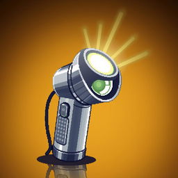 A detailed pixel art illustration of a classic flashlight