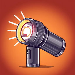 A detailed pixel art illustration of a classic flashlight