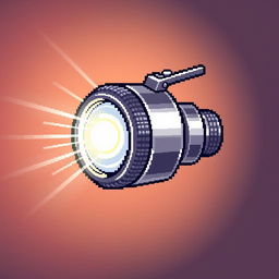 A detailed pixel art illustration of a classic flashlight