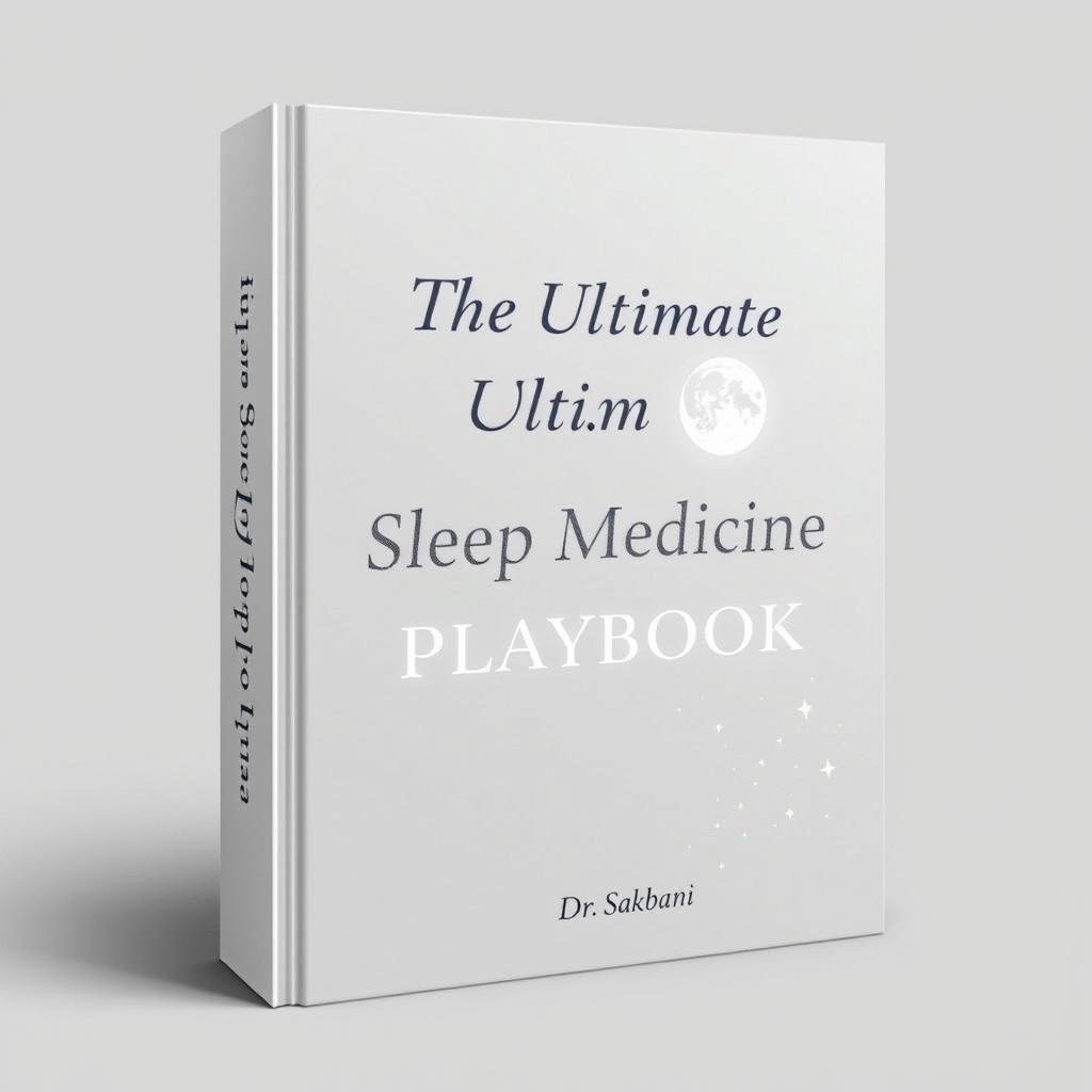 A light and sophisticated cover design for a binder titled 'The Ultimate Sleep Medicine Playbook'