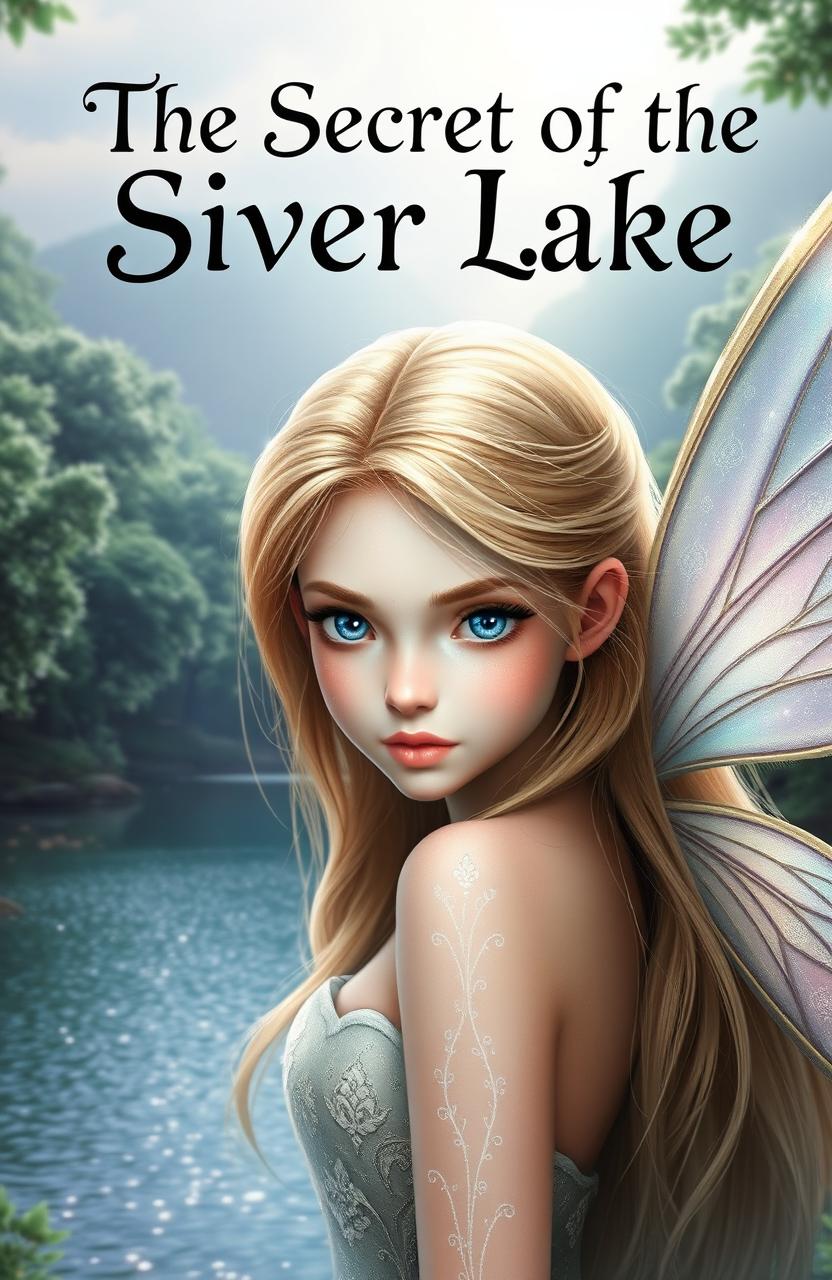 A beautiful fairy with delicate features and sparkling eyes, her long hair cascading elegantly over her shoulders