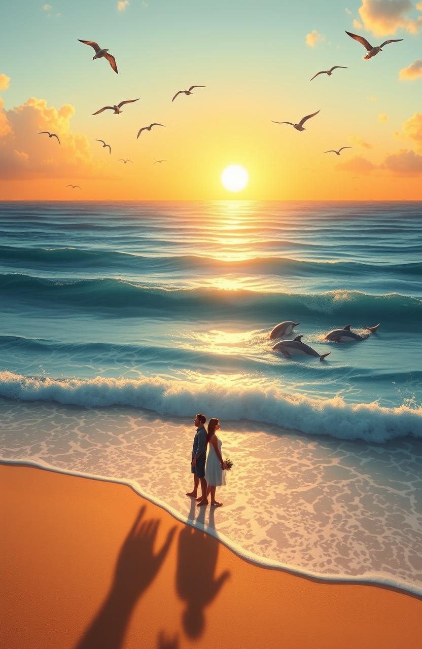 A serene ocean scene illustrating the theme of karma intertwined with love