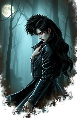A stunning crossover artwork featuring characters inspired by both 'Vampire Diaries' and 'Twilight'
