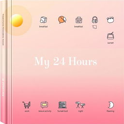 A visually striking book cover for a daily journal featuring a 24-hour timeline design