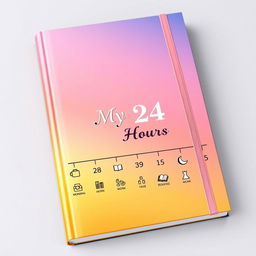 A visually striking book cover for a daily journal featuring a 24-hour timeline design