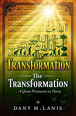 A visually striking and thought-provoking eBook cover design titled 'The Transformation: A Quranic Perspective on Darwin’s Theory'
