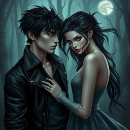 A stunning crossover artwork featuring characters inspired by both 'Vampire Diaries' and 'Twilight'