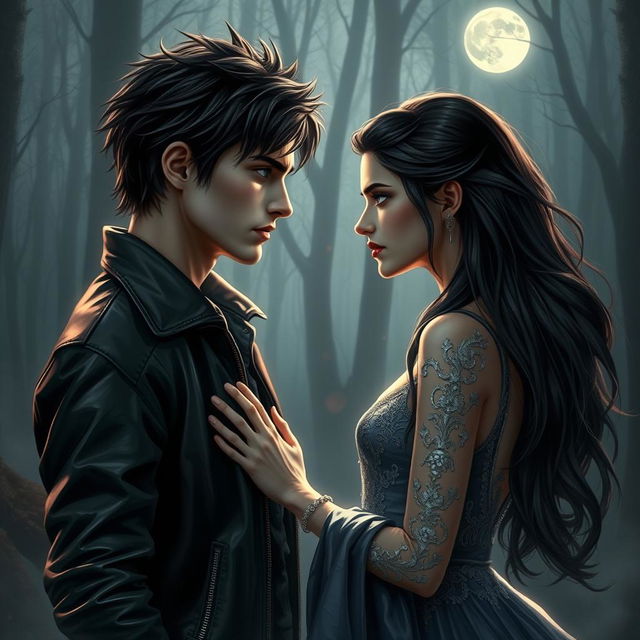 A stunning crossover artwork featuring characters inspired by both 'Vampire Diaries' and 'Twilight'