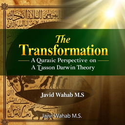 A visually striking and thought-provoking eBook cover design titled 'The Transformation: A Quranic Perspective on Darwin’s Theory' by author Javid Wahab M S
