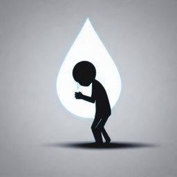 A petite anime-style depiction of a teardrop-shimmering stick figure expressing profound sorrow.