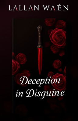 A book cover design featuring a black background with a subtle gradient of red
