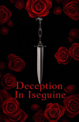 A book cover design featuring a black background with a subtle gradient of red