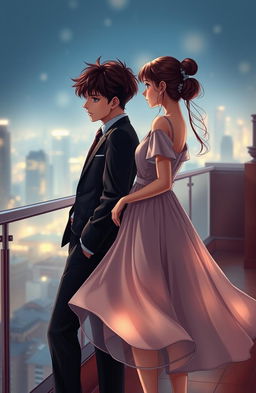 A romantic yet intense scene featuring a business-minded boy and a simple girl