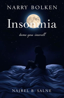 A captivating book cover design for a novel about insomnia
