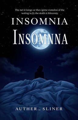A captivating book cover design for a novel about insomnia