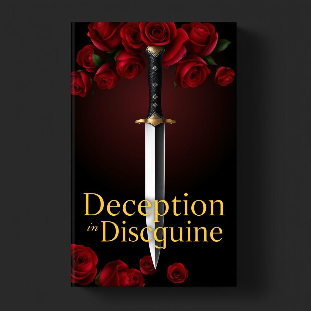 A book cover design featuring a black background with a subtle gradient of red