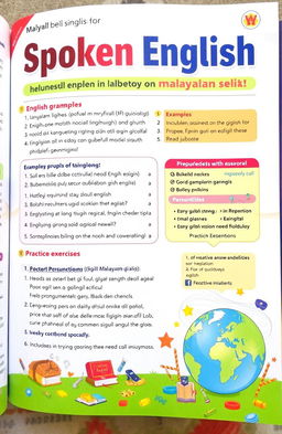 A comprehensive guidebook on spoken English and grammar, written in Malayalam