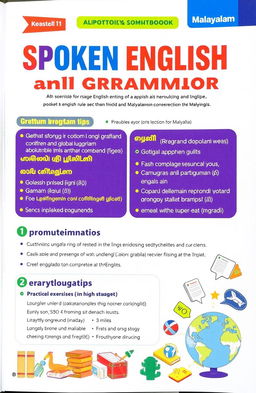 A comprehensive guidebook on spoken English and grammar, written in Malayalam