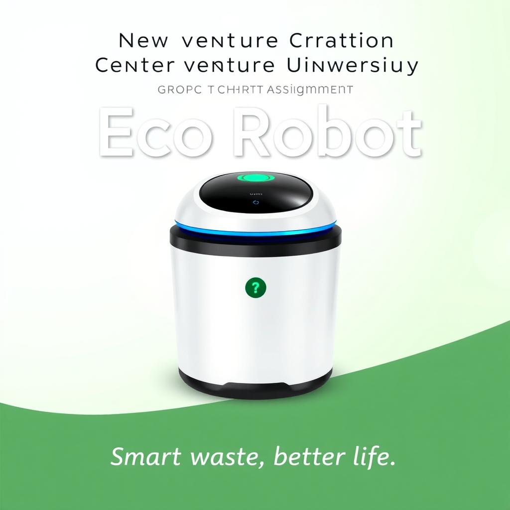 A cover page design featuring the Eco Robot Smart Food Waste Recycle Bin as the central product