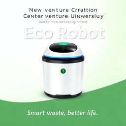 A cover page design featuring the Eco Robot Smart Food Waste Recycle Bin as the central product