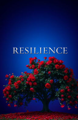 An elegant silver inscription of the word 'RESILIENCE' against a gradient background transitioning from deep blue to violet