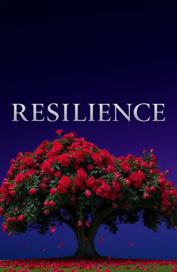 An elegant silver inscription of the word 'RESILIENCE' against a gradient background transitioning from deep blue to violet