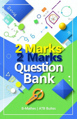 A visually appealing and modern cover design for a mathematics book titled '2 Marks Question Bank'