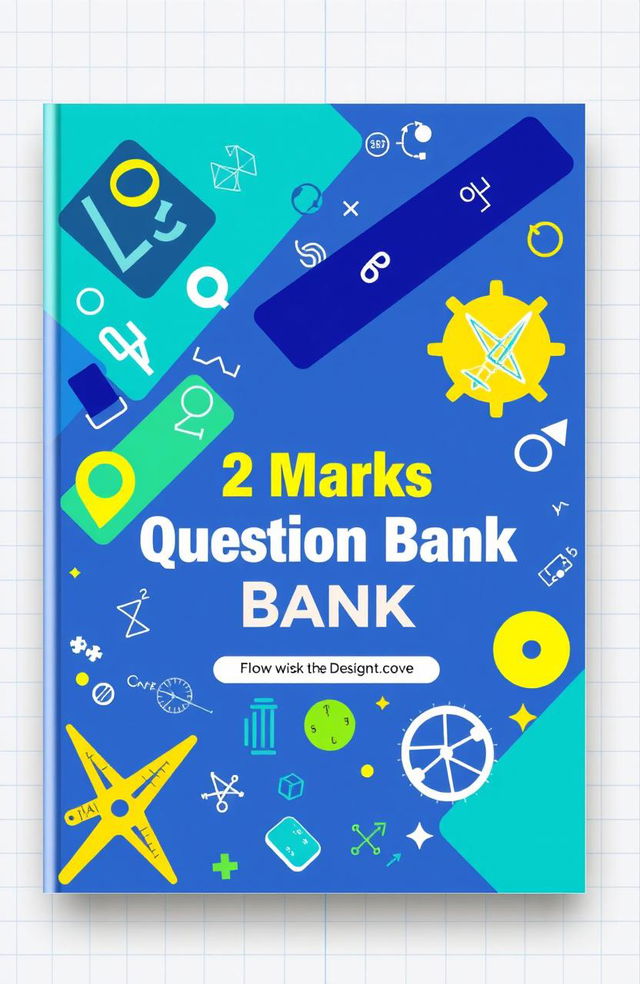 A visually appealing and modern cover design for a mathematics book titled '2 Marks Question Bank'