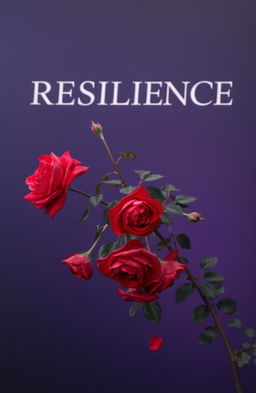 An elegant silver script reading 'RESILIENCE' on a background that transitions from dark blue to violet