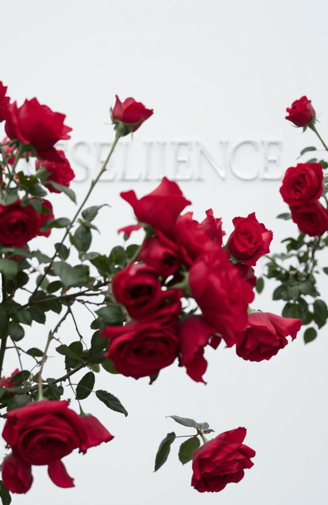 The word 'RESILIENCE' elegantly written in silver on a pristine white background