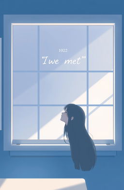A classroom window without glass, featuring two teenagers in love, depicted in a romantic, dreamy atmosphere