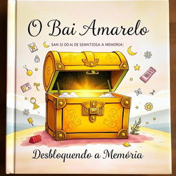 A captivating book cover for 'O Baú Amarelo - Desbloqueando a Memória'