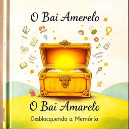 A captivating book cover for 'O Baú Amarelo - Desbloqueando a Memória'