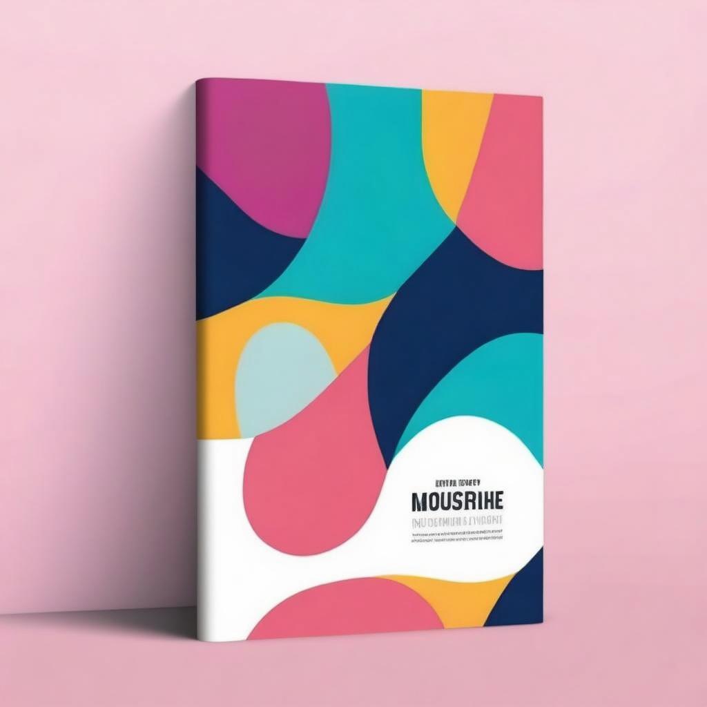 A stylish and modern book cover design featuring abstract shapes in vibrant colors like pink, blue, yellow, and teal