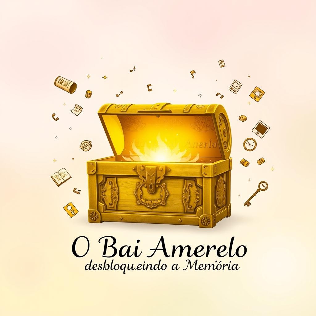 A striking book cover design for 'O Baú Amarelo - Desbloqueando a Memória'