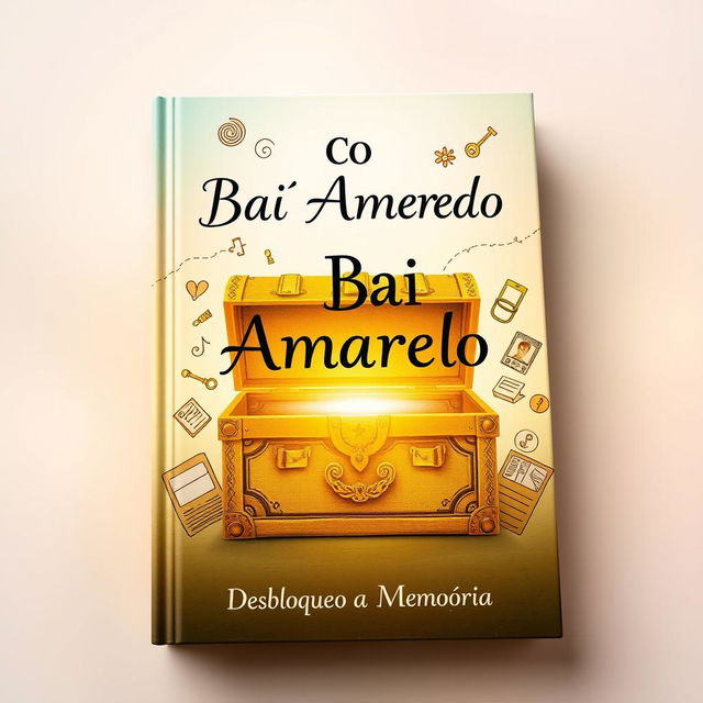 A striking book cover design for 'O Baú Amarelo - Desbloqueando a Memória'