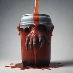 A deeply detailed illustration of monstrous claws gripping a dripping juice container.