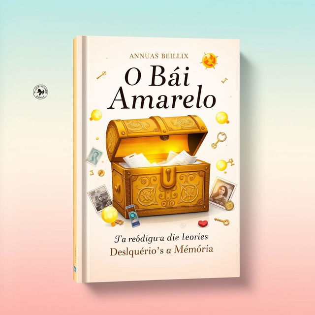 A visually enchanting book cover design for 'O Baú Amarelo - Desbloqueando a Memória'