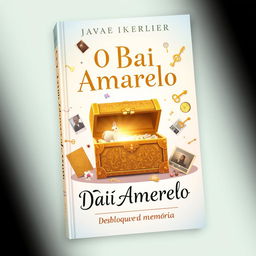 A visually enchanting book cover design for 'O Baú Amarelo - Desbloqueando a Memória'