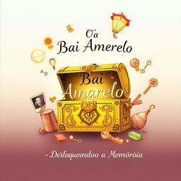 A visually enchanting book cover design for 'O Baú Amarelo - Desbloqueando a Memória'