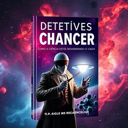 Uma capa de livro impactante com o tema 'Detetives do Câncer: Como a Ciência Está Desvendando o Caso!'