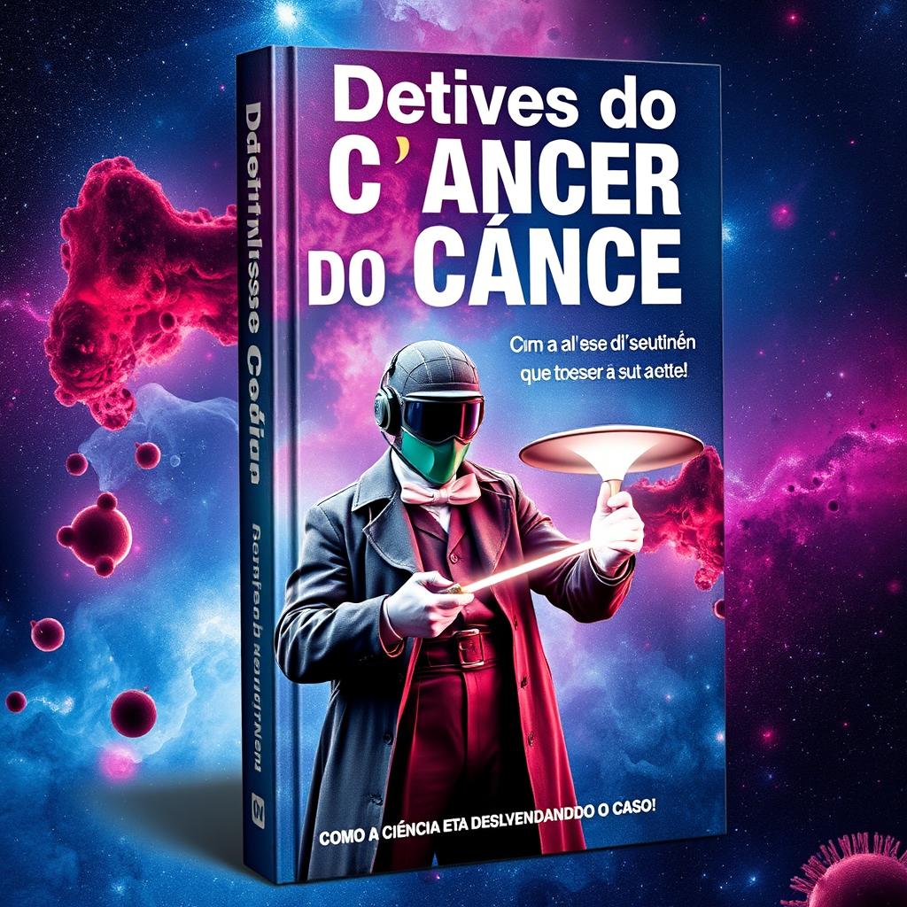 Uma capa de livro impactante com o tema 'Detetives do Câncer: Como a Ciência Está Desvendando o Caso!'